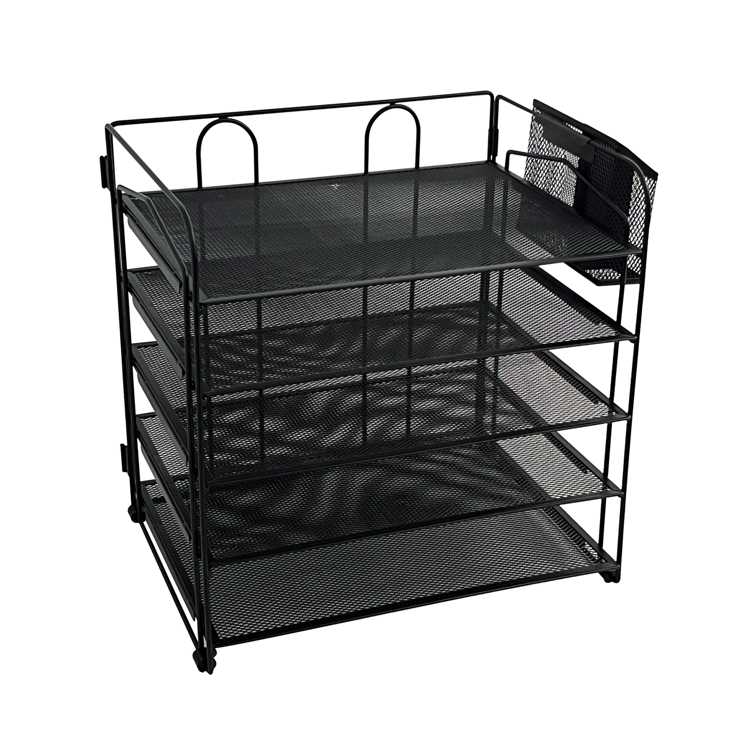 Black fancy new 5-trays desktop magazine holder rack office paper document stationery metal file holder organizer for desk